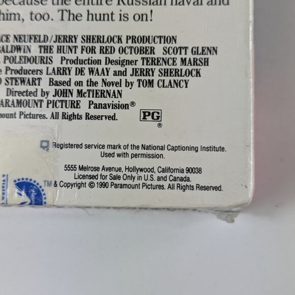 The Hunt for Red October VHS Sealed Paramount Watermark Video Seal Fred Meyer - Picture 7 of 8